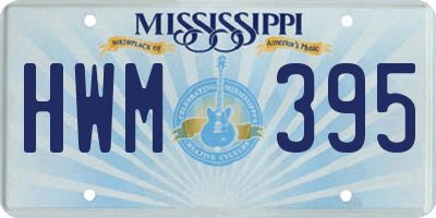 MS license plate HWM395