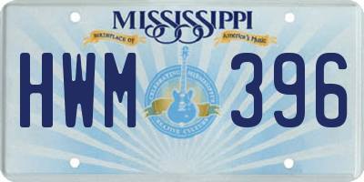 MS license plate HWM396