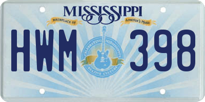 MS license plate HWM398