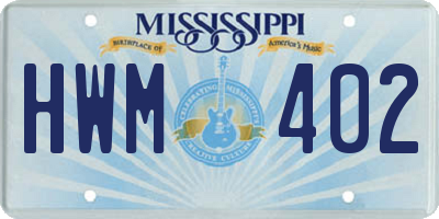 MS license plate HWM402