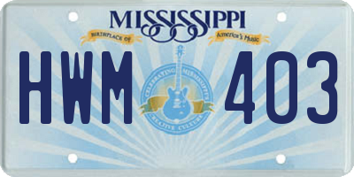 MS license plate HWM403