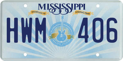 MS license plate HWM406