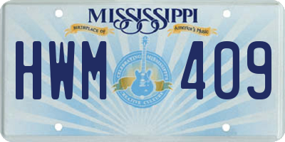 MS license plate HWM409