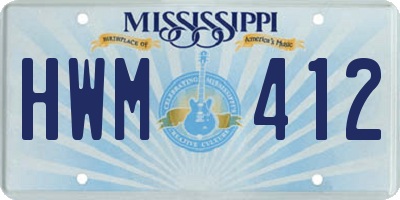 MS license plate HWM412