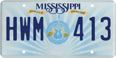 MS license plate HWM413