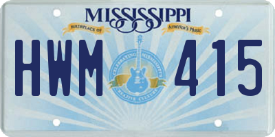 MS license plate HWM415