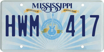 MS license plate HWM417