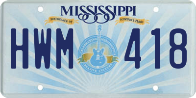 MS license plate HWM418