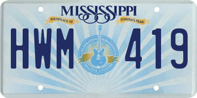 MS license plate HWM419