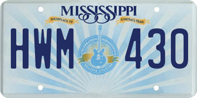MS license plate HWM430