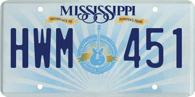 MS license plate HWM451