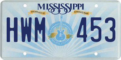 MS license plate HWM453