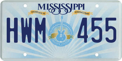 MS license plate HWM455