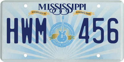 MS license plate HWM456
