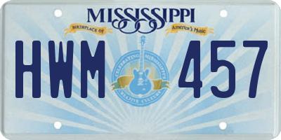 MS license plate HWM457