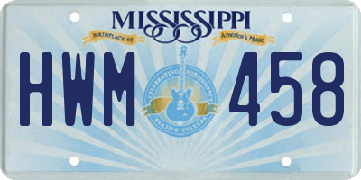 MS license plate HWM458