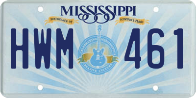 MS license plate HWM461