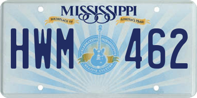 MS license plate HWM462