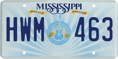 MS license plate HWM463