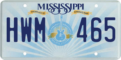 MS license plate HWM465