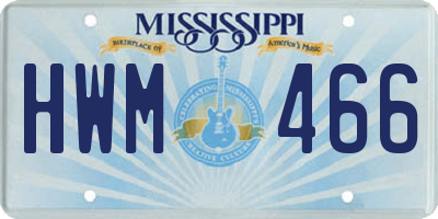 MS license plate HWM466
