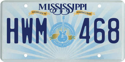 MS license plate HWM468