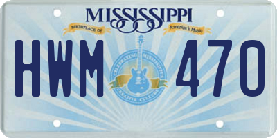 MS license plate HWM470