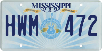 MS license plate HWM472
