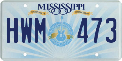 MS license plate HWM473