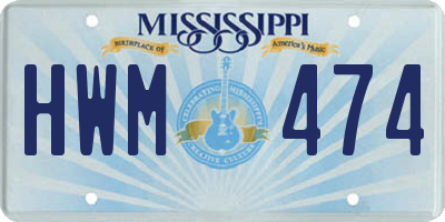 MS license plate HWM474
