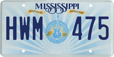 MS license plate HWM475