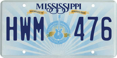 MS license plate HWM476