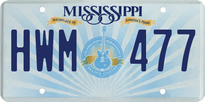 MS license plate HWM477