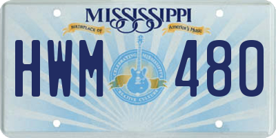 MS license plate HWM480