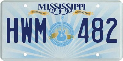 MS license plate HWM482