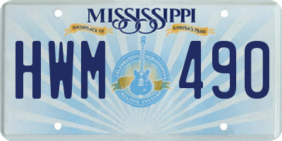 MS license plate HWM490