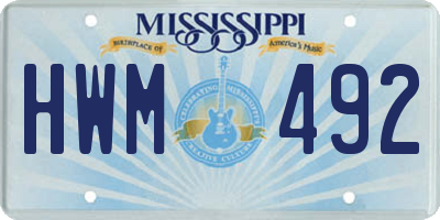 MS license plate HWM492