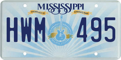 MS license plate HWM495