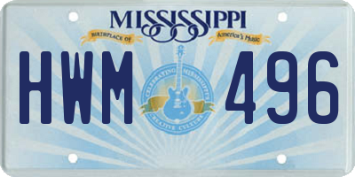 MS license plate HWM496