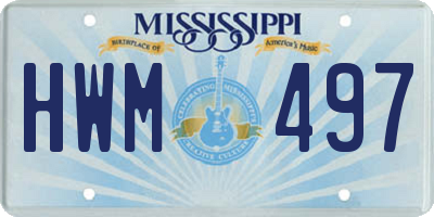 MS license plate HWM497