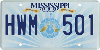 MS license plate HWM501