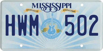 MS license plate HWM502