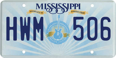 MS license plate HWM506