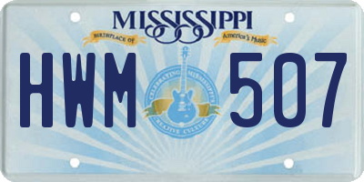 MS license plate HWM507