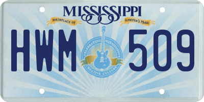 MS license plate HWM509