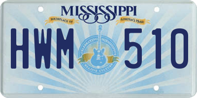 MS license plate HWM510