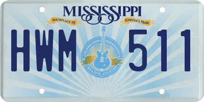 MS license plate HWM511