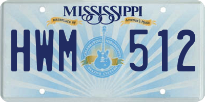 MS license plate HWM512
