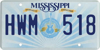 MS license plate HWM518