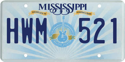 MS license plate HWM521
